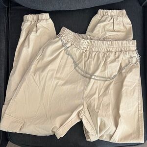 Forever 21 Tan Joggers with Chain Detail